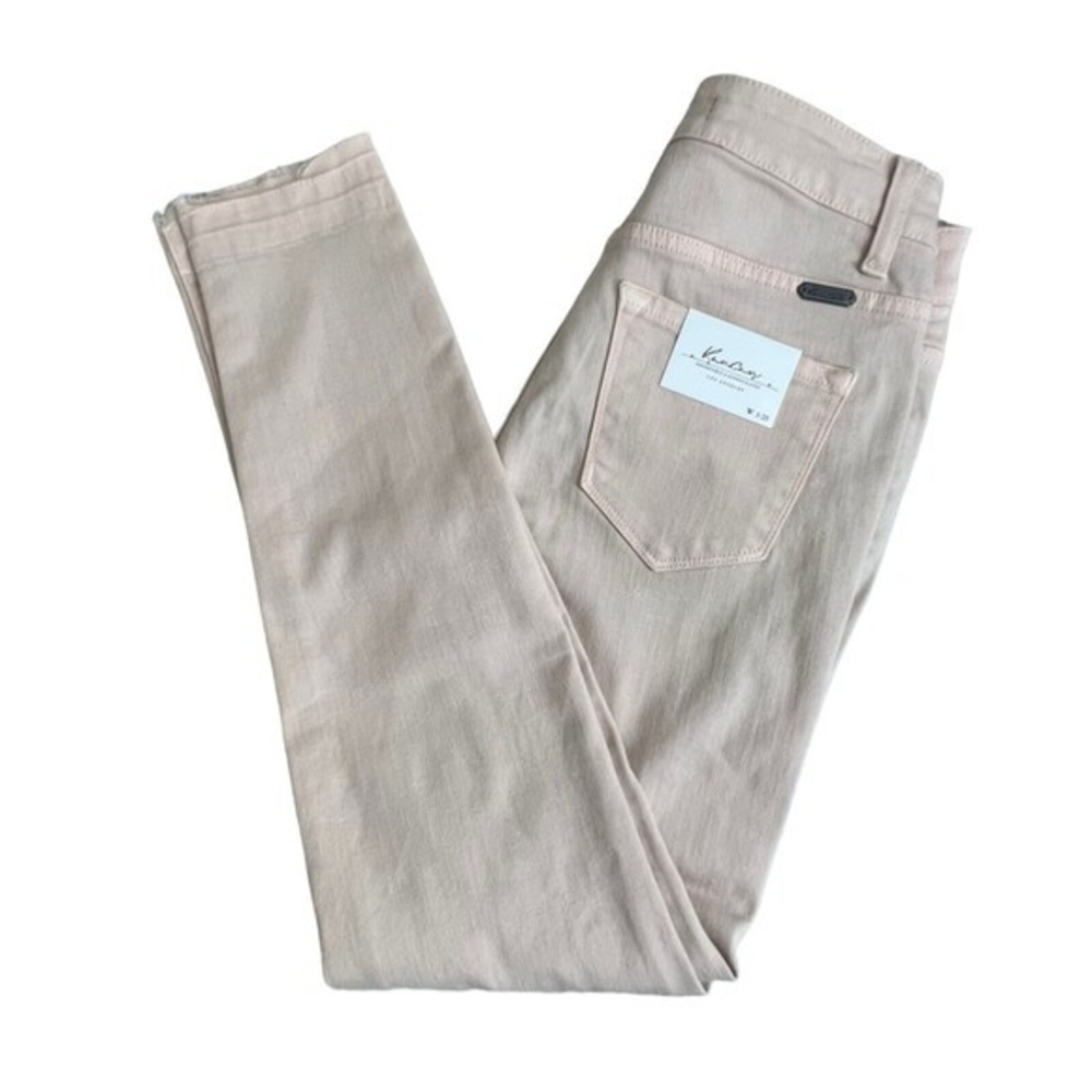 KanCan Womens Peach Pink Low Rise Distressed Raw Hem Skinny Jeans 3/25 NWT